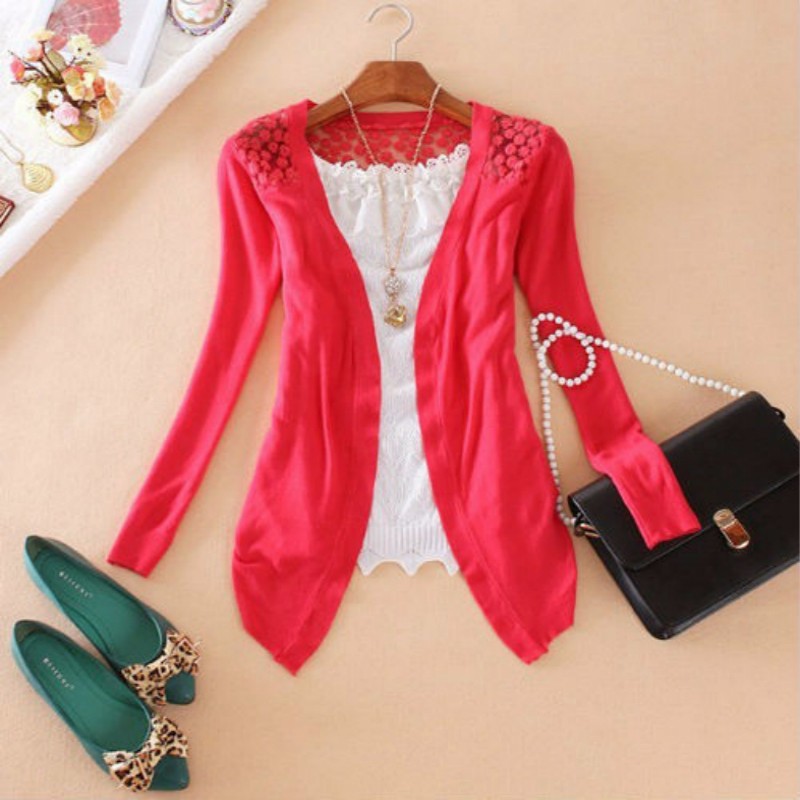 Sweet Candy Lace Haak Knit Blouse Top Coat Vest Shirt Trui: R