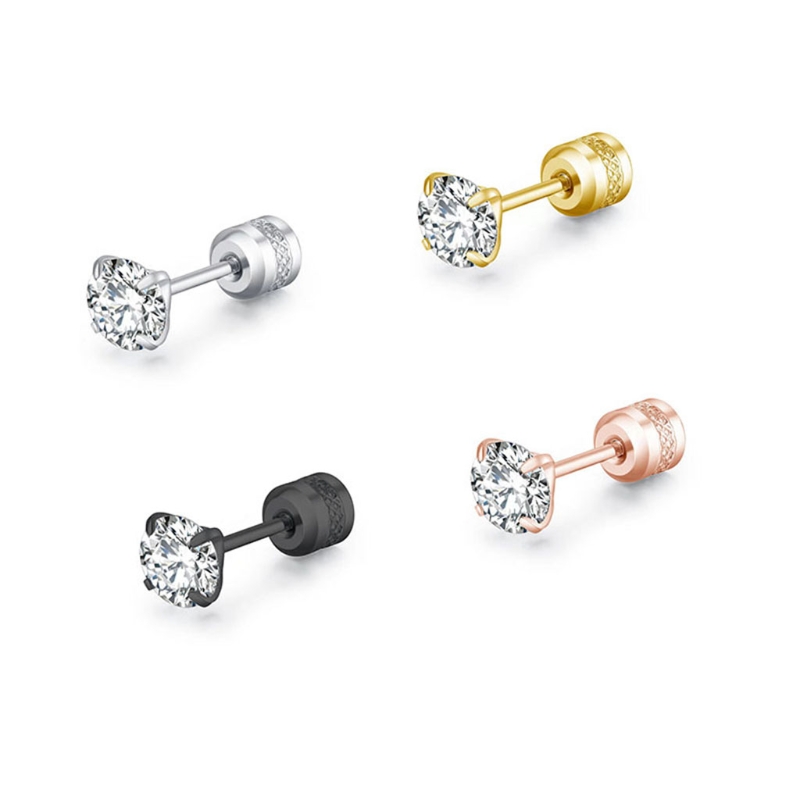 5 Pairs Rvs Cubic Zirconia Stud Oorbellen Set Voor Hypoallergeen Multi-Piercing Oren Van Mannen Vrouwen Jongens Meisjes