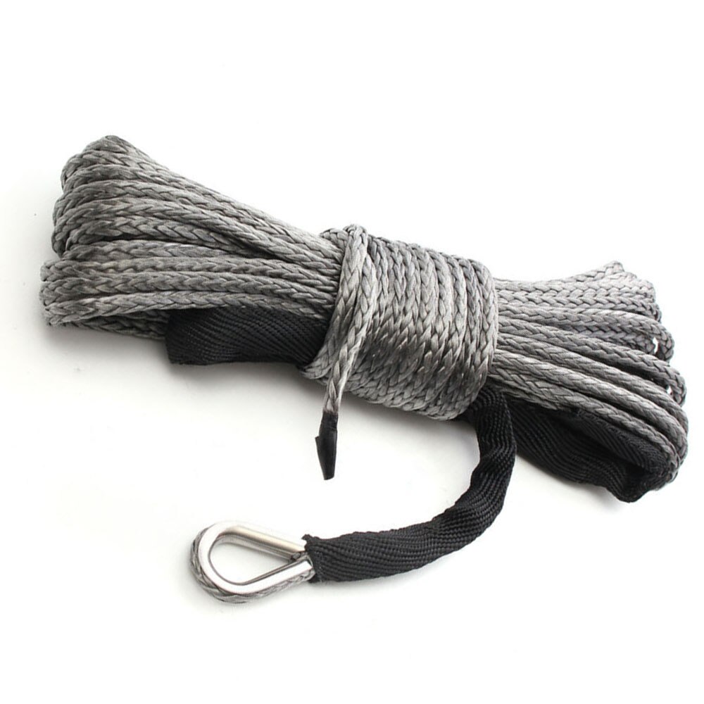 15m Winch Rope ATV UTV High Strength Synthetic Winch Line Cable Rope Tow Cord With Sheath Gray