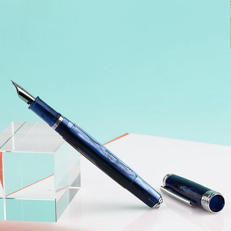 PENBBS 500 de acrílico colorido pluma estilográfica con émbolo Clip de plata Punta fina F escribir fuente bolígrafos la escuela de artículos de oficina