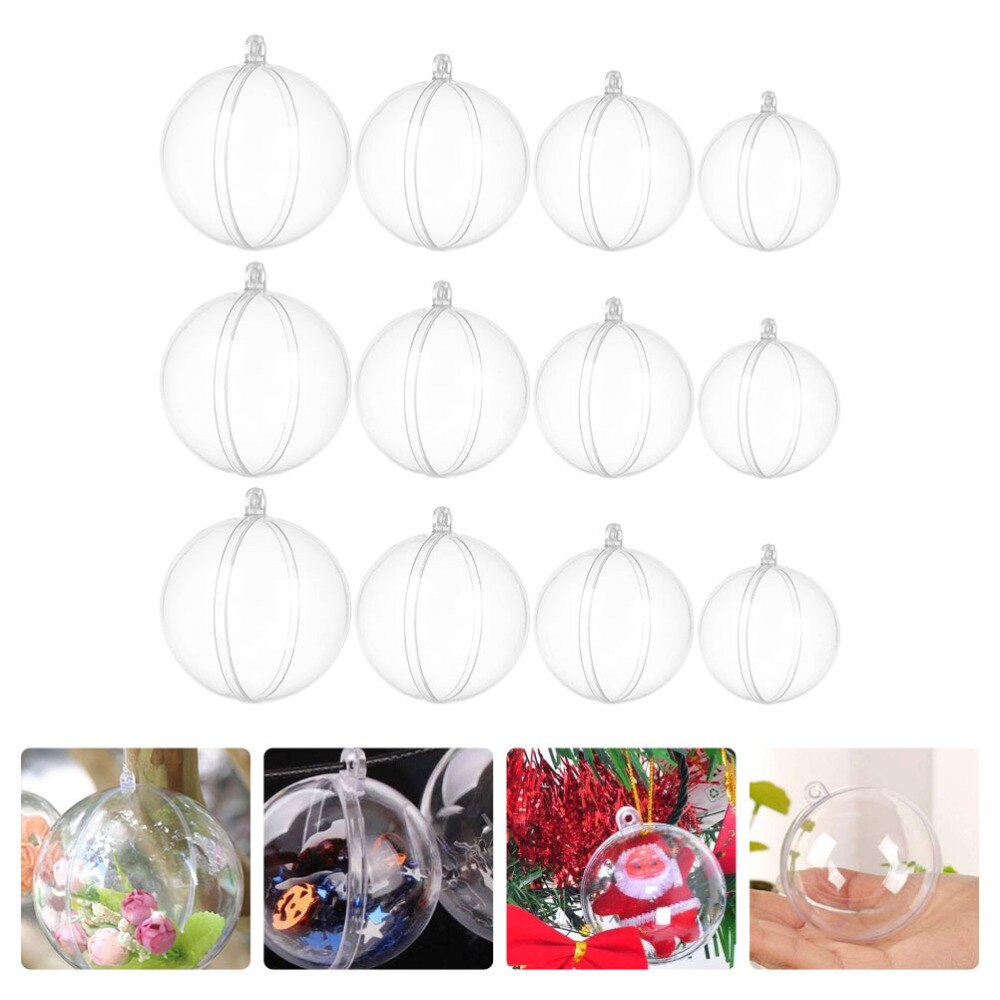 12 stuks kerstballen, hangende ballen ter decoratie (transparant): Default Title