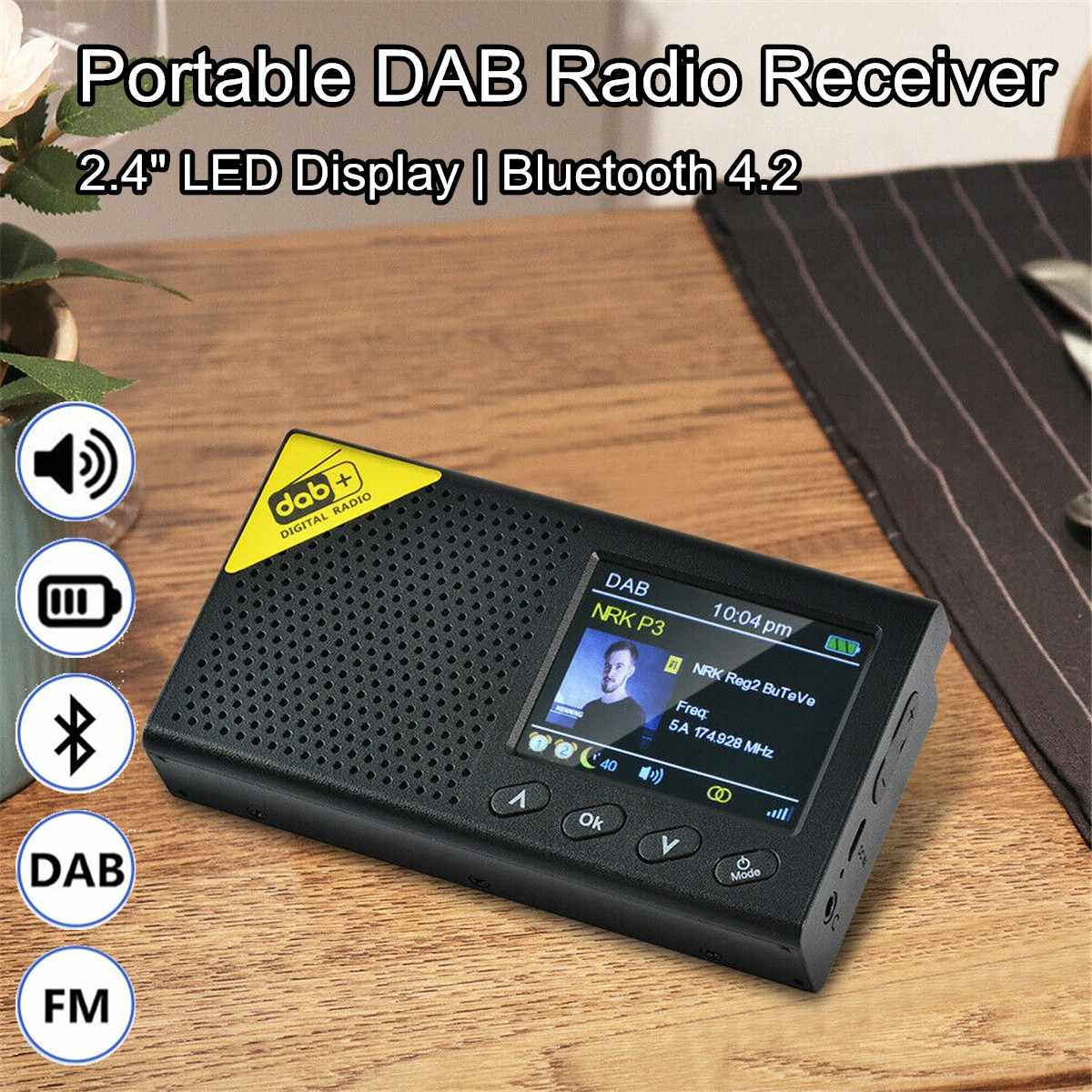 Dab Radio Fm Radio Stereo Receiver Usb 3.5Mm Poort Bluetooth Led Display Mini Draagbare Radio Fm Dab Ontvanger Digitale muziekspeler