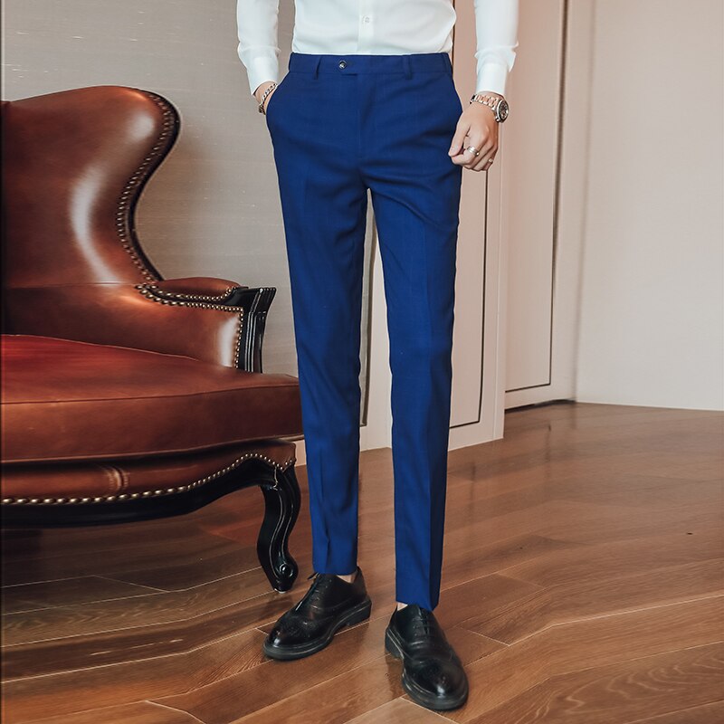 Herfst en winter heren blauwe pantalon maat 29 30 31 32 34 36 38 40 heren zakelijke casual broek heren gestreepte broek