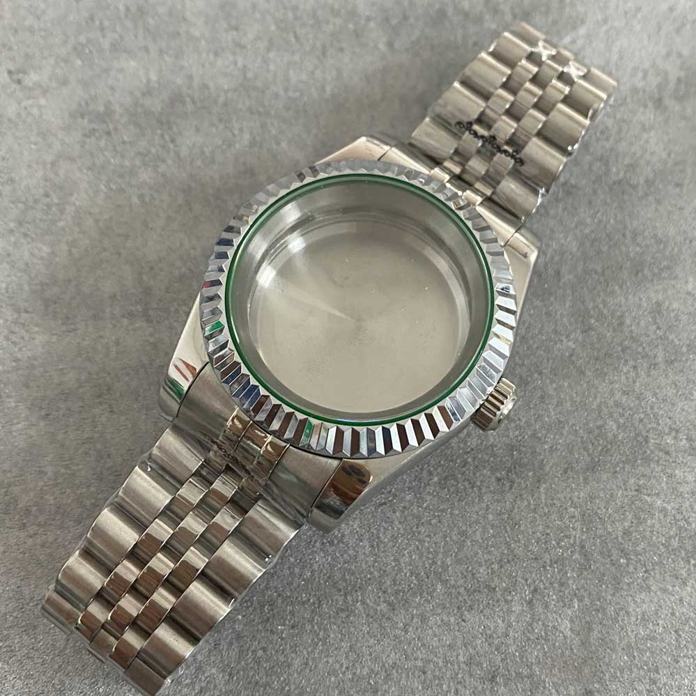 39mm Uhren Zubehör Bausatz Uhr fallen + Edelstahl Band Getriebe Saphir Glas passen NH35/ NH36 Bewegung für männer: B