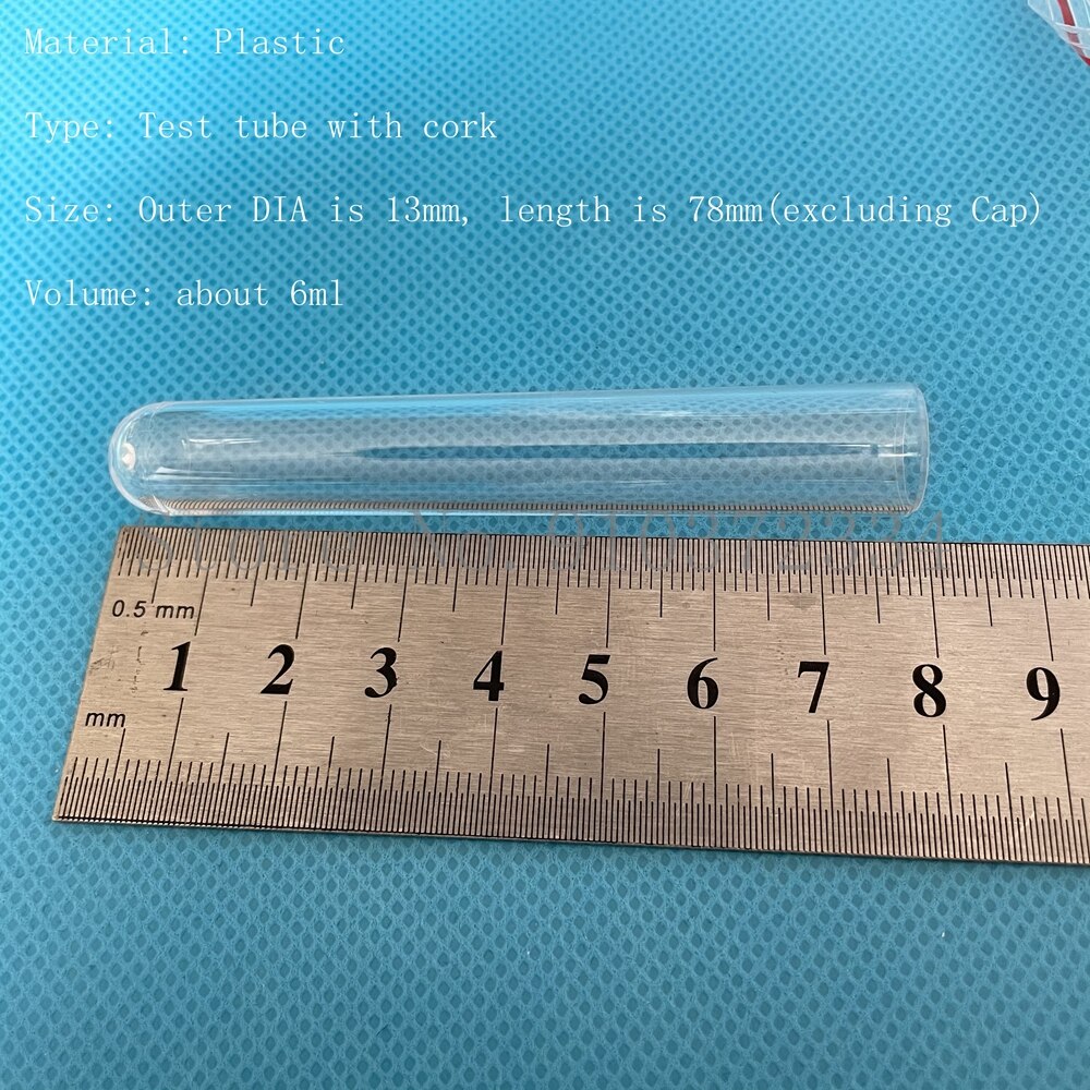 500pcs 13x78mm School Lab Clear Plastic Test Tubes With Corks Caps, Wedding Favor Tube, Party Candy Container