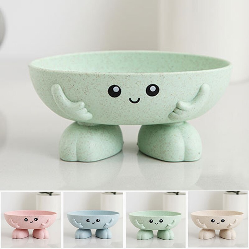 Porte-savon boîte à savon paille de blé salle de bain douche fournitures drainant outil cuisine dessin animé forme antidérapant
