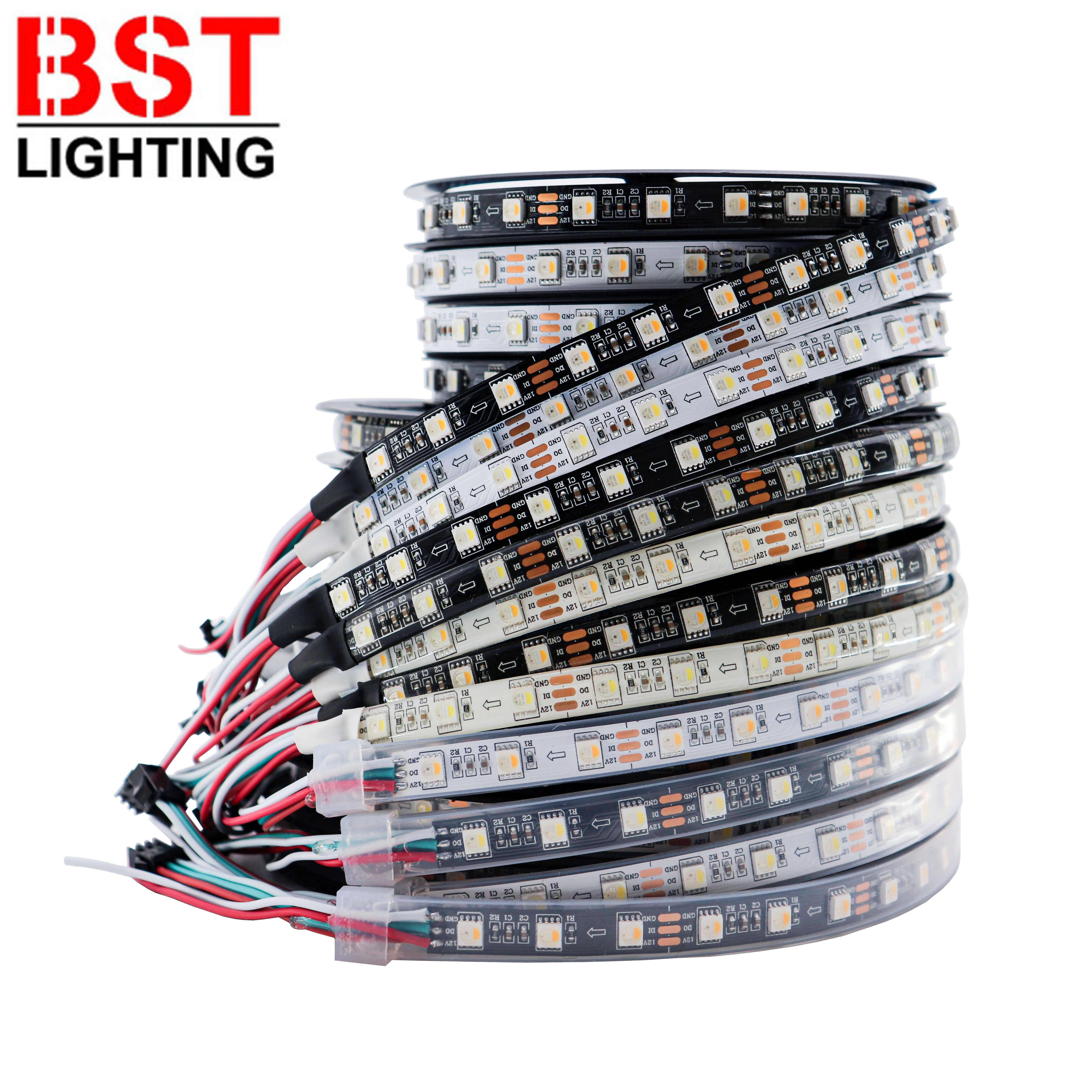 Sk6812(ws2812b)  rgbw rgbww 5050 smd 4 in 1 led-strip et ic-drev 3 leds smart lys 60 leds/m sort/hvid printkort  ip30 65 67 dc12v