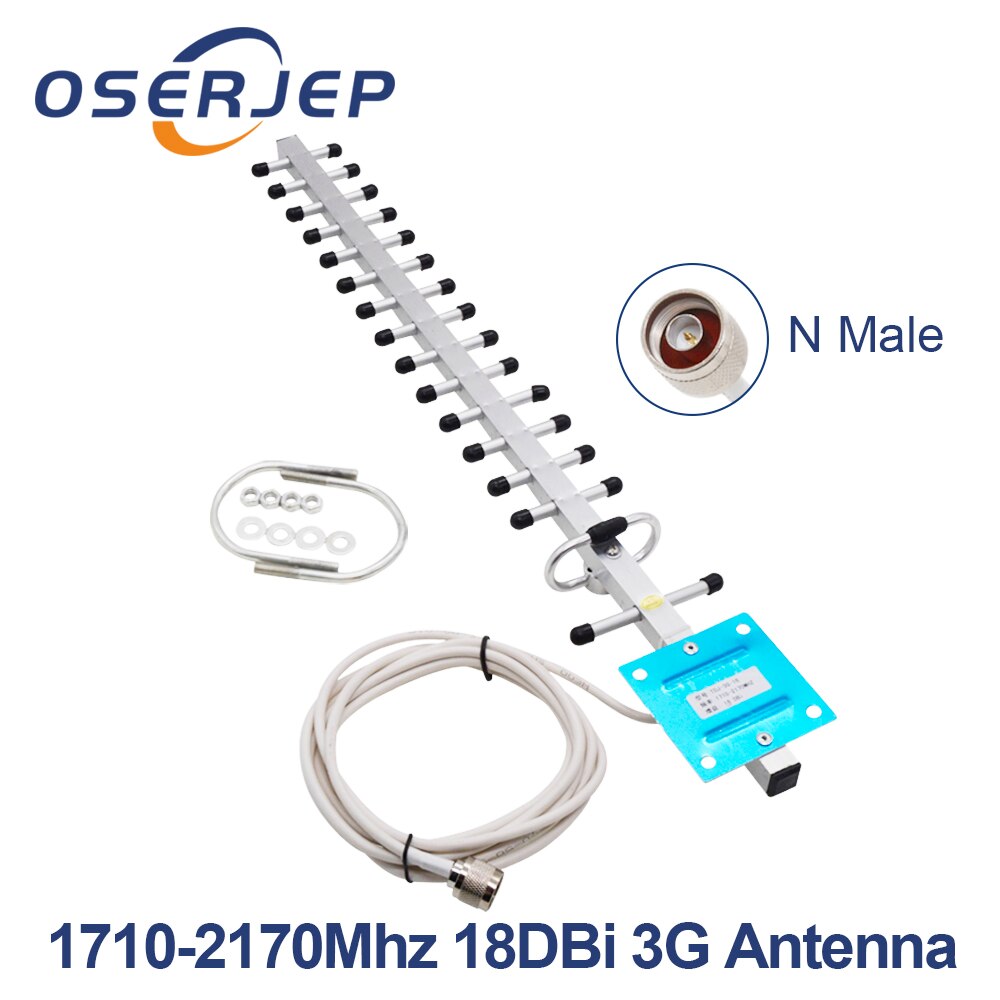 Antena Yagi para exteriores, dispositivo de alta ganancia, 18dbi, 1710-2170Mhz, 3G, 4G, 1800MHz, 2100MHz, Lte, n-macho/hembra, Cable externo de 0,3/3M: N Male 3M