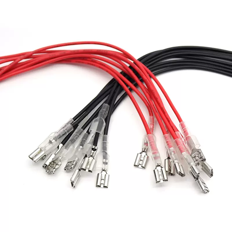10pcs 2.8MM/4.8MM/6.3MM plug-in spring wire terminal block wire with sheath single head double head connection wire harness