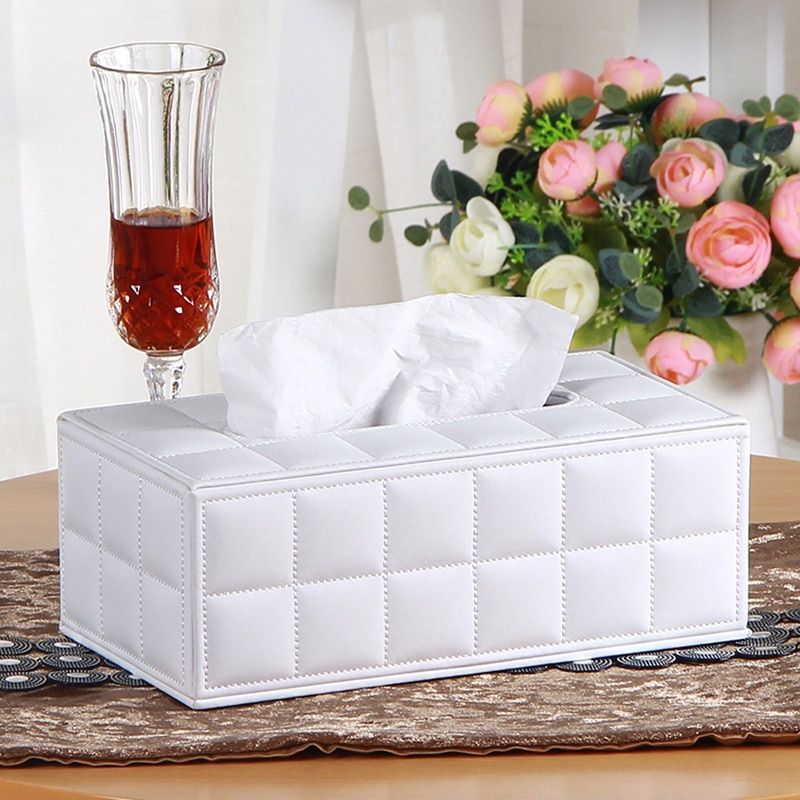 Soporte para caja de pañuelos de cuero sintético para la cocina o el coche, funda rectangular para servilletas, soporte organizador para el hogar