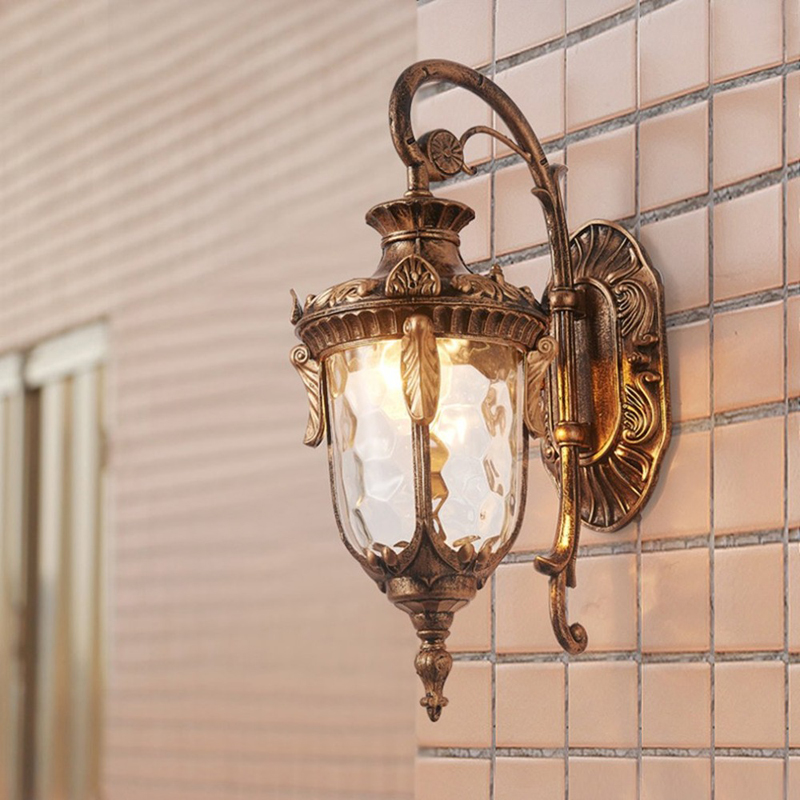 Sandiy udendørs væglampe retro veranda lampe udvendig natterlampe til hus hoveddør garage terrasse bronze+glas  e27: Bronze