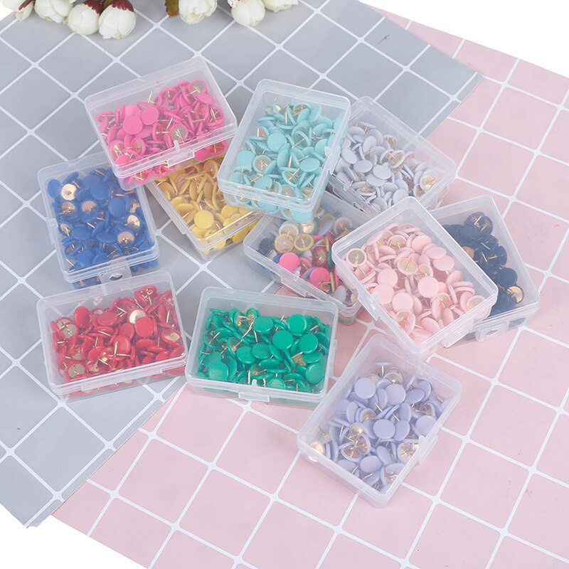 100pcs Round Shape Push Pins Thumb Tacks Notice Board Cork Paper Map Thumb Tacks Point Office binding supply