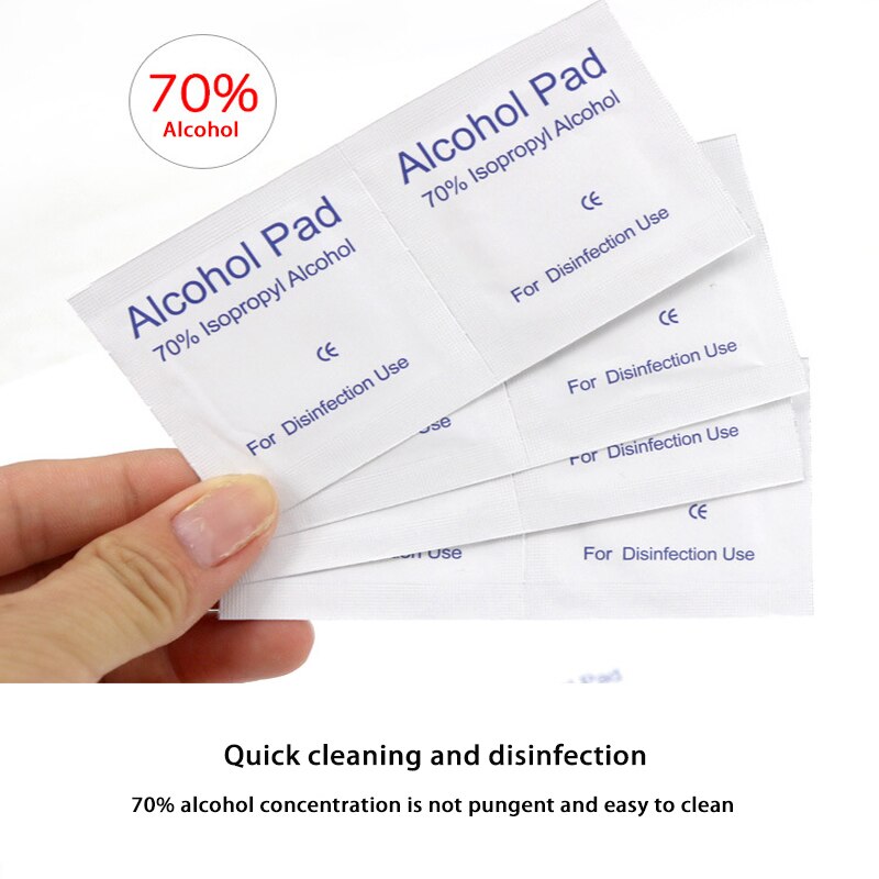 100pcs Single Use Alcohol Disinfection Pad Wet Paper With the Packing for Tableware Wound Sterilization Disposable Disinfect Pad