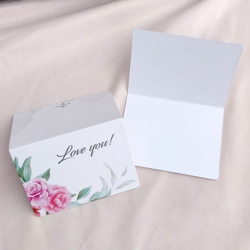 50/100 stk blomster plante foldetype lykønskningskort takkekort bryllup fødselsdagsfest invitationer blomsterbutik tomme kort: Blomst elsker dig / 50 stk