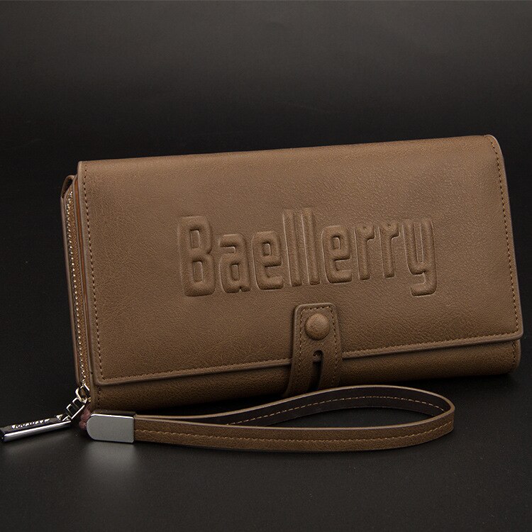 Baellerry Unisex Long Wallets Letter Card Holder Phone Coin Pocket Purse For Men Large Capacity Wallet For Women: Brown