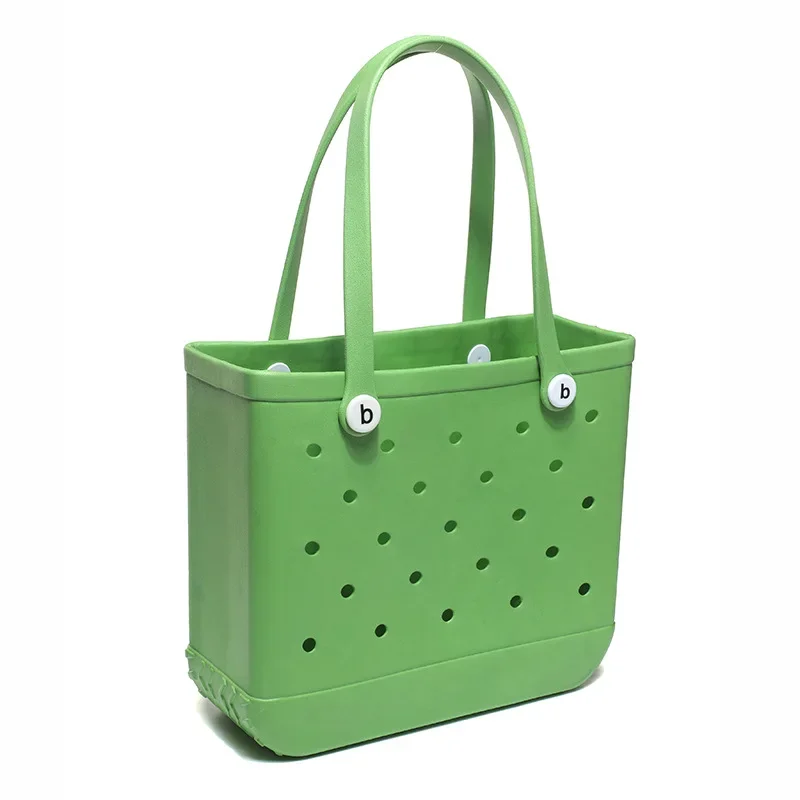Bolsa de playa grande EVA, cesta de almacenamiento impermeable para piscina, de verano para mujer, bolso de hombro tipo shopper, bolso de playa de gelatina, bolso de mano Croc: Transparente