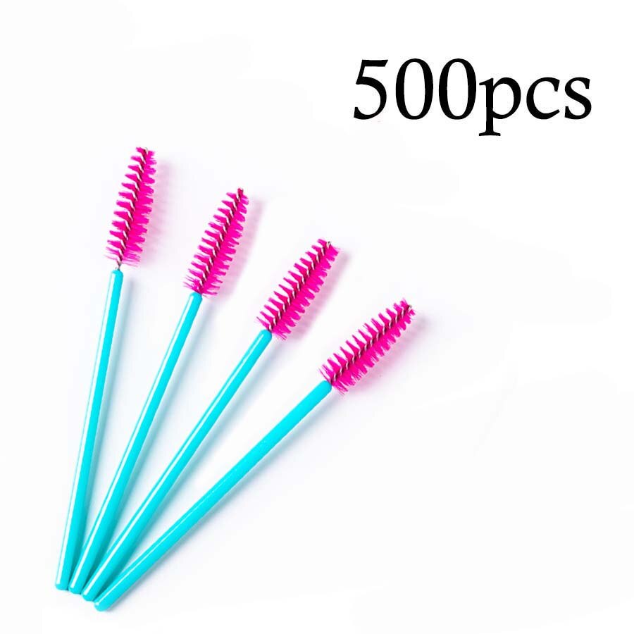 500 Stks/pak Wegwerp Kristal Wimper Borstel Kam Wimpers Extension Mascara Wands Make-Up Professionele Beauty Tool: 500pcs Rose Blue