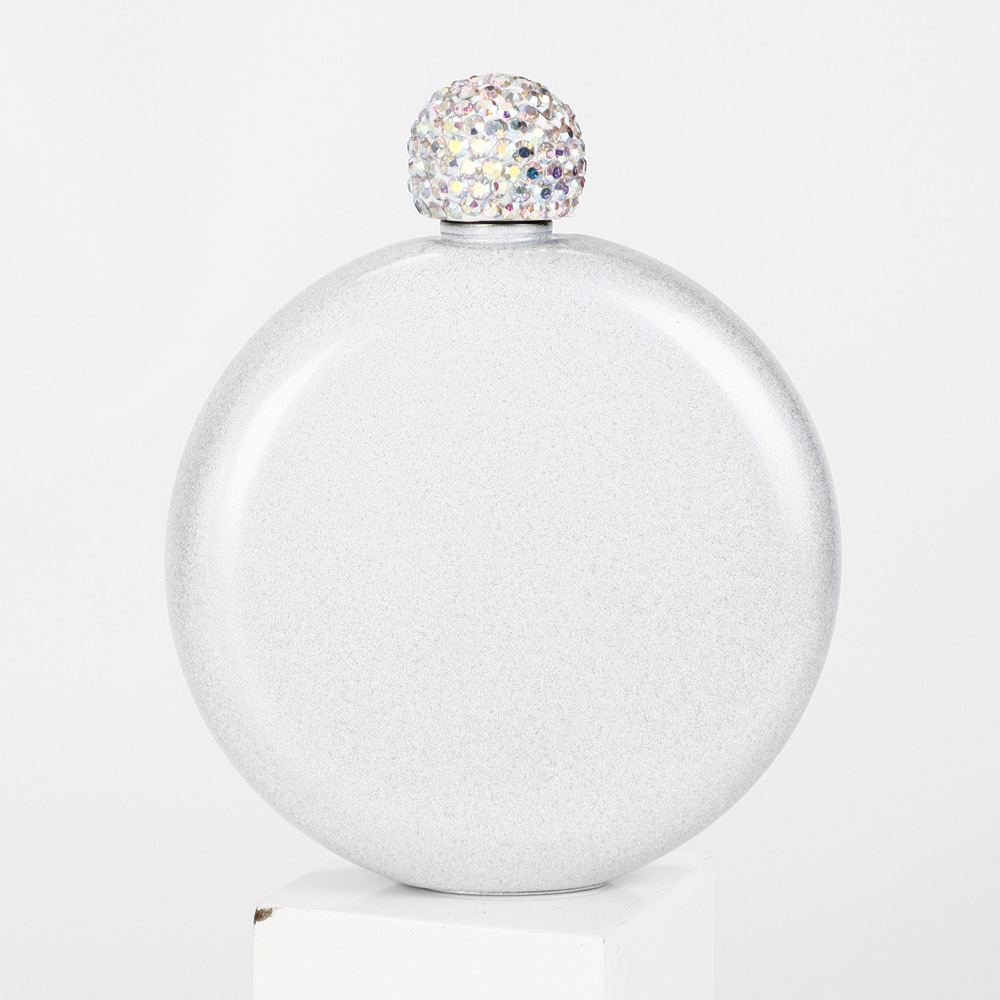 Groen Blauw Vrouwen Heupfles Lekvrij Drinken Kolf Rvs Dames Mini Whiskyfles Glitter Wijn Fles Voor Vrouwen: White