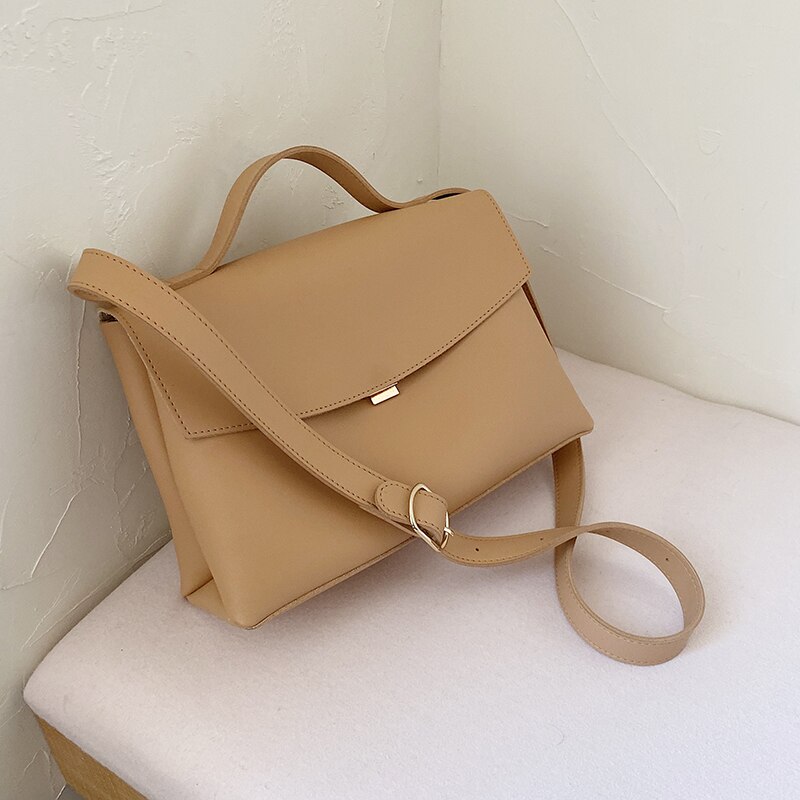 Casual Large Capacity Buckets Bag Cover Shoulder Bag Luxury Matte Pu Handbags Wide Striped Strap Crossbody Bag Purses: khaki A