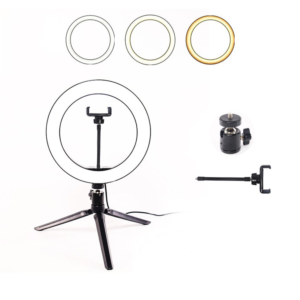 10 Inch Flat Ring Light Selfie Beauty Photography Mobile Phone Live Light Three Color Temperature LED Fill Light: 2