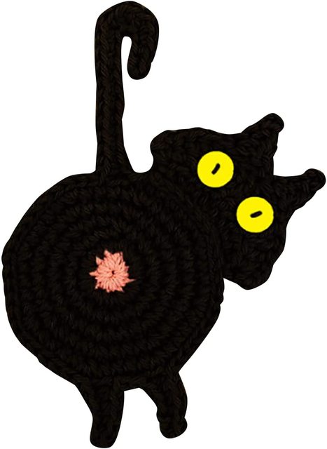 Cat Butt Coasters Cute Animals Shape Cup Mat Handmade Crochet Kitchen Home Office Bar Table Funny Decor Perfect Cat Lover: F