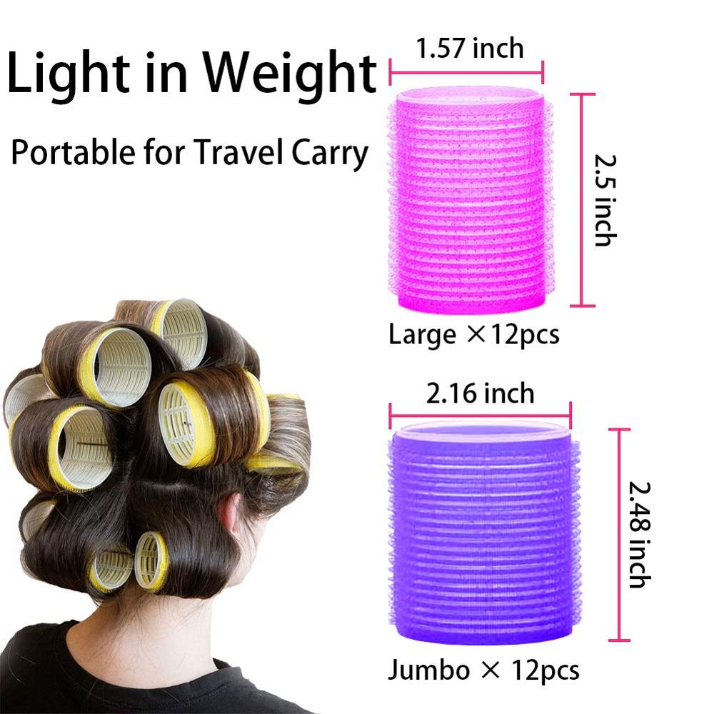 Jumbo taille cheveux rouleaux ensembles 12 Pack auto Grip Salon de coiffure bigoudis bigoudis bricolage bouclés coiffure rouleaux espiral