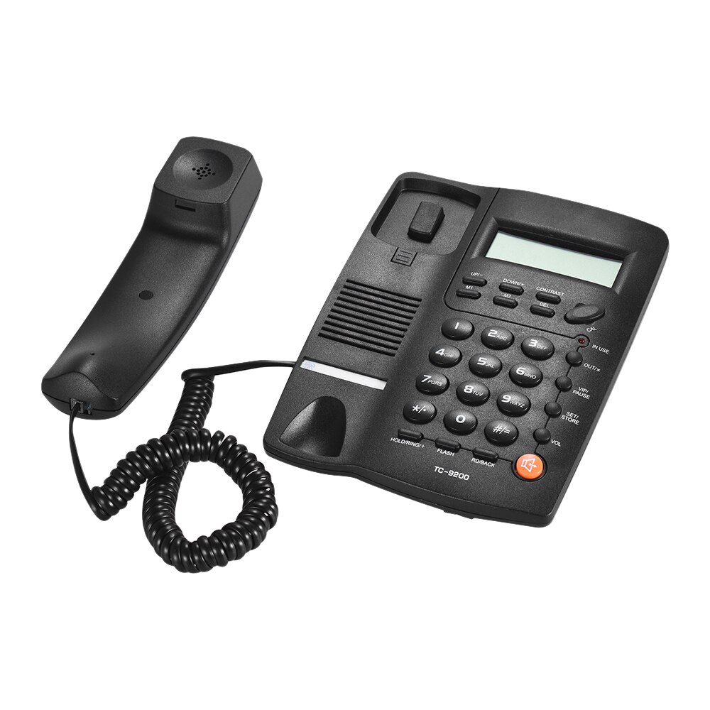 Desktop Corded Telephone Phone with LCD Display Caller ID Volume Adjustable Calculator Alarm Clock for Call Center Office Hotel