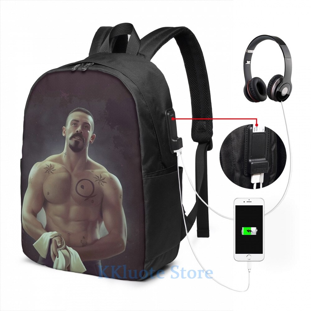 Funny Graphic print Boyka Undisputed Topless USB Charge Backpack men School bags Women bag Travel laptop bag: USB Backpack 17 in