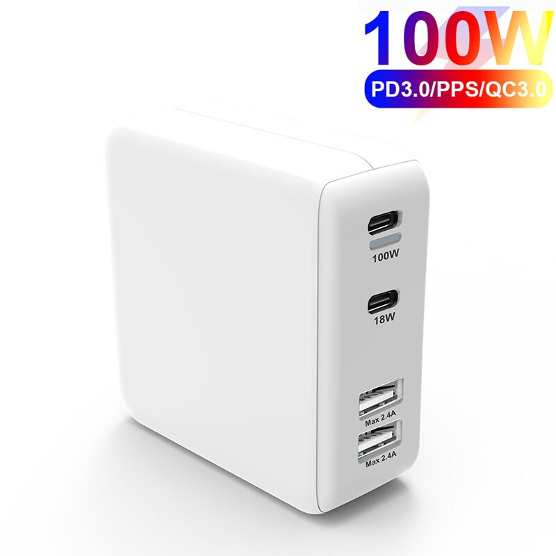 UTBVO 100W Fast Charger, 4-port USB C PD100W PPS 45W SCP Quick Charge for Laptop MacBook iPad Pro iPhone Samsung Huawei Xiaomi: Only Charger(W) / US and EU UK AU