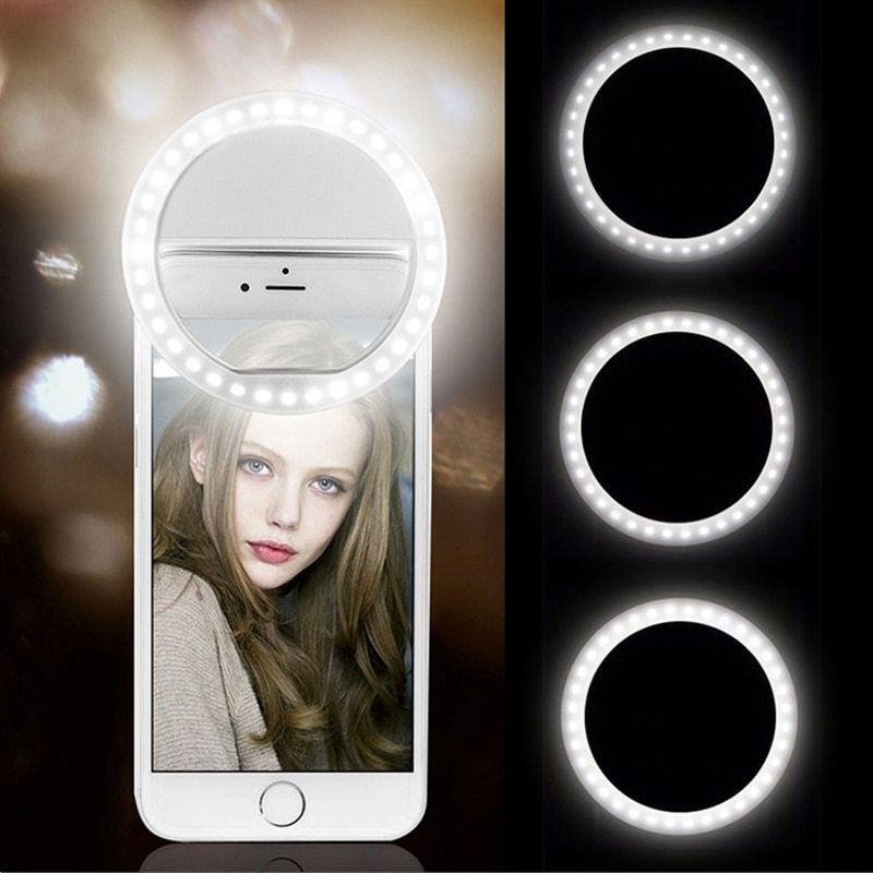 Universele Selfie Lamp Mobiele Telefoon Lens Draagbare Flash Ring 36 Leds Lichtgevende Ring Clip Light Voor Iphone 11 8 7 6 Plus Samsung