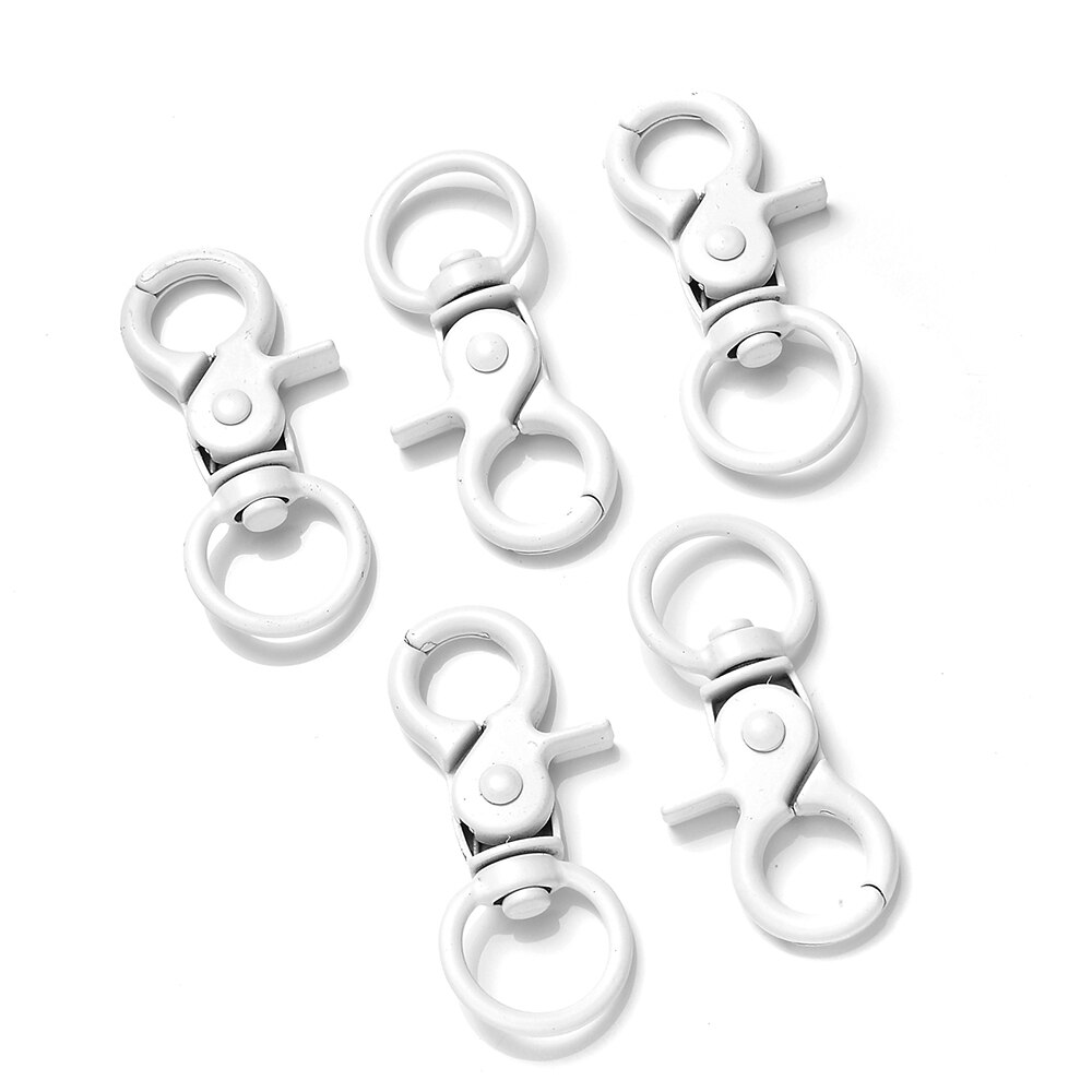 IYOE 5 sztuk 20x43mm Multicolor karabińczyk haki do tworzenia biżuterii znalezienie DIY brelok koniec złącze torebka Toy Doll Hook: white
