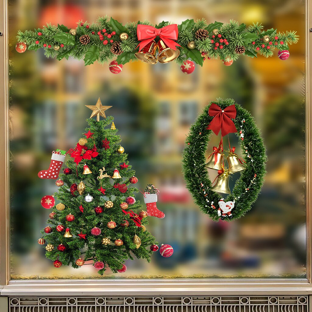 Wall Stickers Christmas Home Decor Stickers Christmas Window Stickers Double-sided Static Stickers For Window Decorations