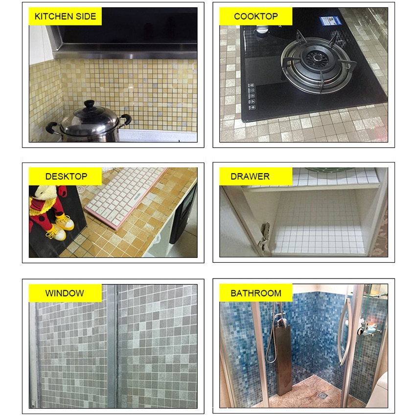 Kitchen Anti-oil Wall Sticker Mosaic Vinyl Stickers Muraux Bathroom Tile Waterproof Decorative Film Furniture PVC Stickers Decor