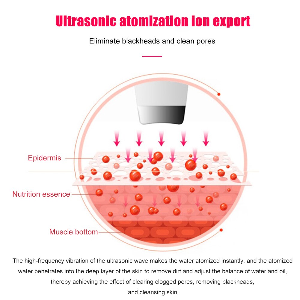 Vibrating Face Cleaner Machine Skin Scrubber Remove Dirt Blackhead Grease and Makeup Dirt Facial Whitening Lifting Tools