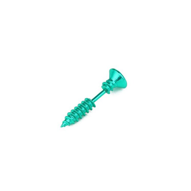 1Stck Punk Gold Schwarz Farbe Edelstahl Nagel Schraube Zucht Ohrring für Frauen &Ampere; Männer Wendel Ohr Piercings schmuck: Grün
