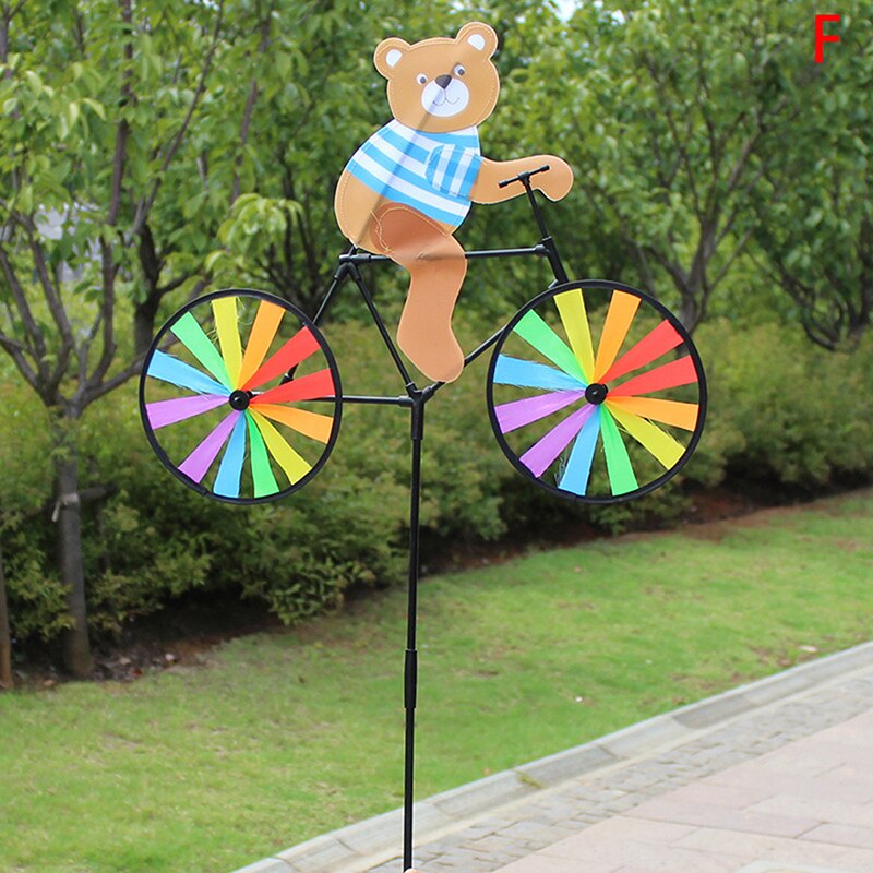 Rabbit Bee Tiger on Bike DIY Windmill Animal Bicycle Wind Spinner Whirligig Garden Lawn Decorative Gadgets Kids Outdoor Toys: F