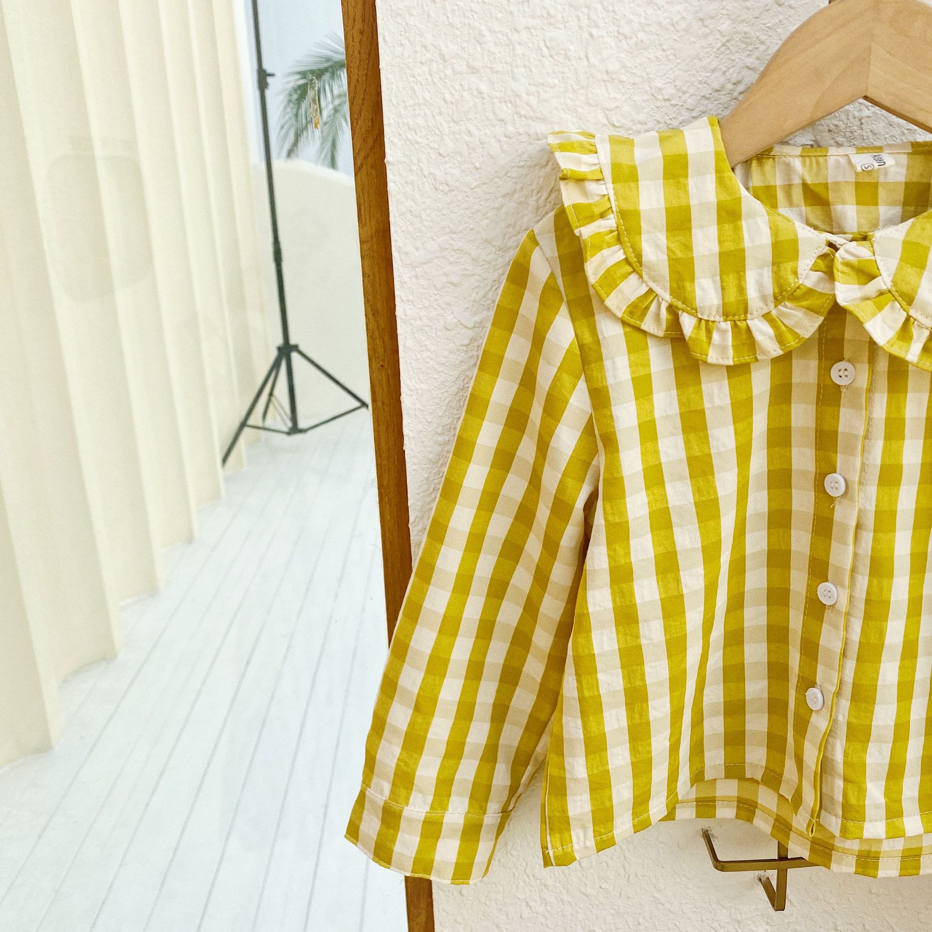 Spring Girls Long Sleeve Plaid Blouses Kids Cotton Blouses Kids Blouse