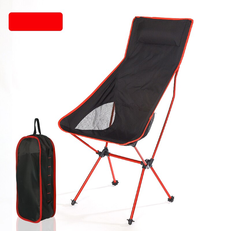 Silla plegable ultraligera para acampar al aire libre, picnic, senderismo, playa, ocio, mochila de viaje, silla de Luna, silla de pesca portátil: Red