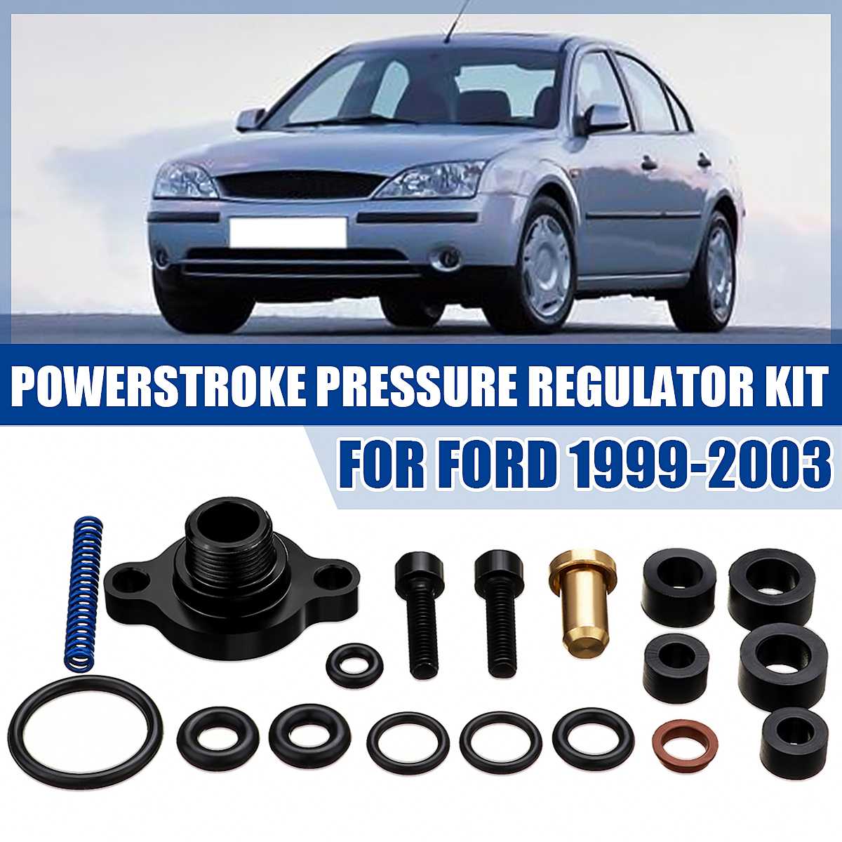 Car 7.3L Powerstroke Fuel Pressure Regulator W/Upgraded Blue Spring Kit For Ford 1999-2003