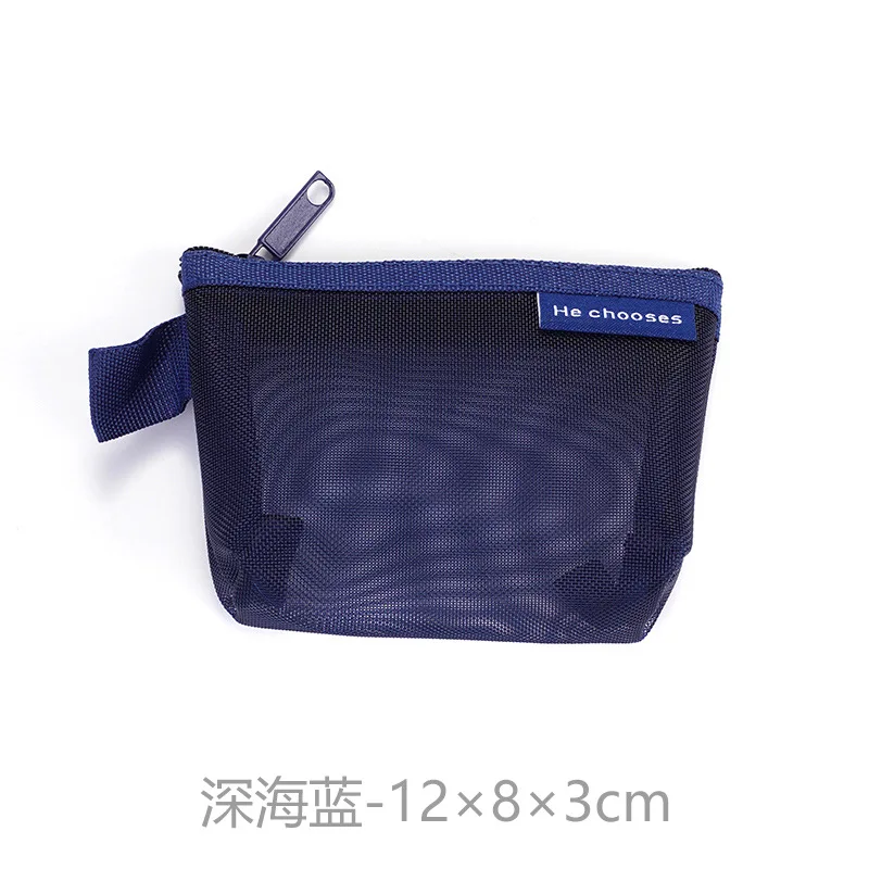 Triangle Mesh Nylon Visible Large-capacity Coin Bags Purses ID Credit Card Holder Pouch Key Earphone Makeup Toiletry Storage Bag: army green