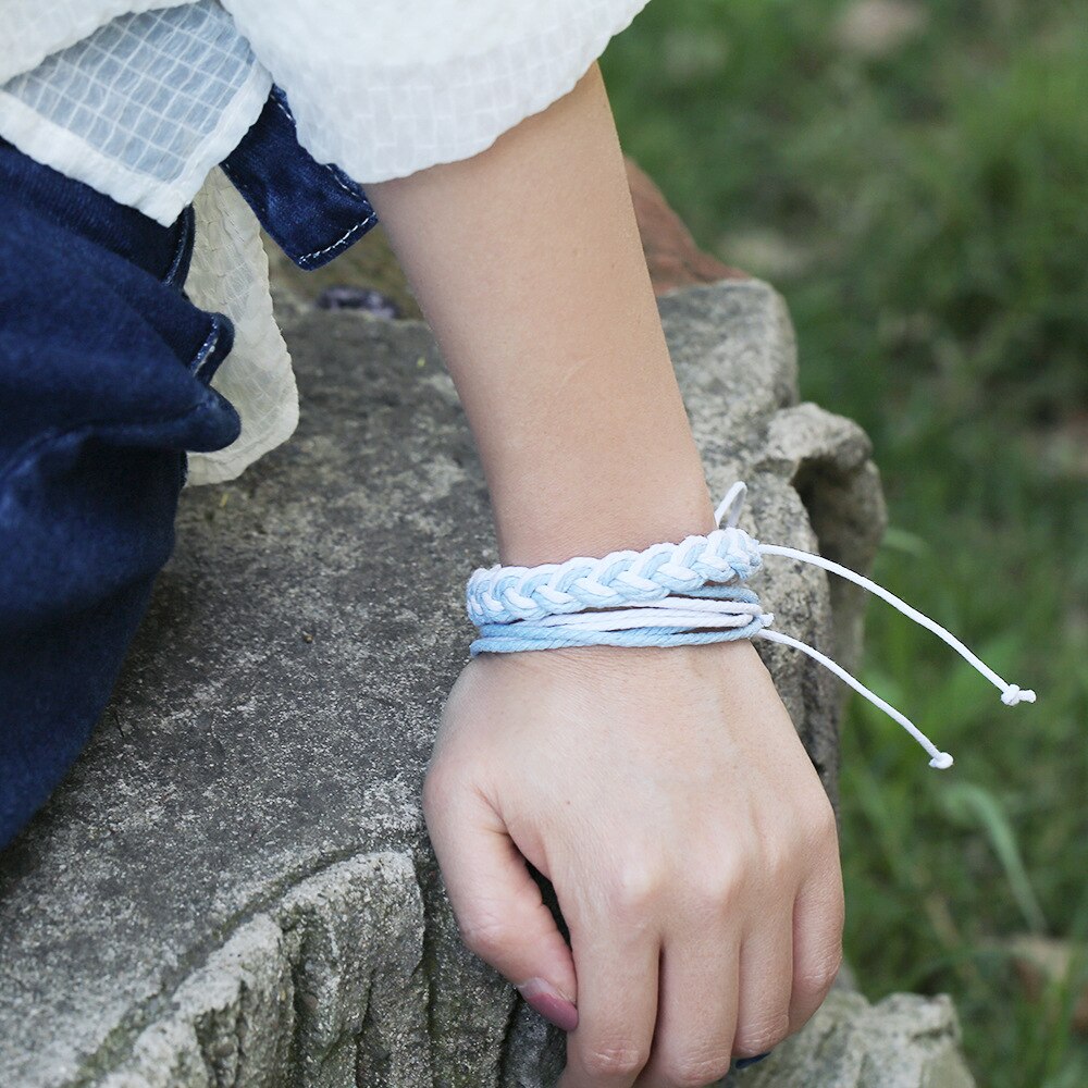 Vintage bohemia stil flätad rep wrap dam armband set flerfärgade justerbara armband män smycken