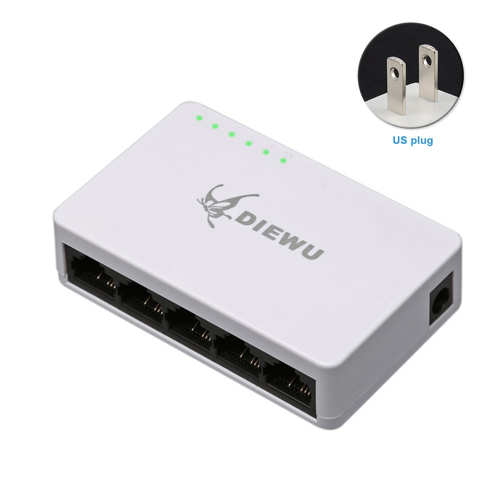 Splitter Hub Ethernet Switch Wall Hanging Universal 5 Port Mini Home 100 Mbps Desktop Full Half Duplex Network LAN Self Adaptive