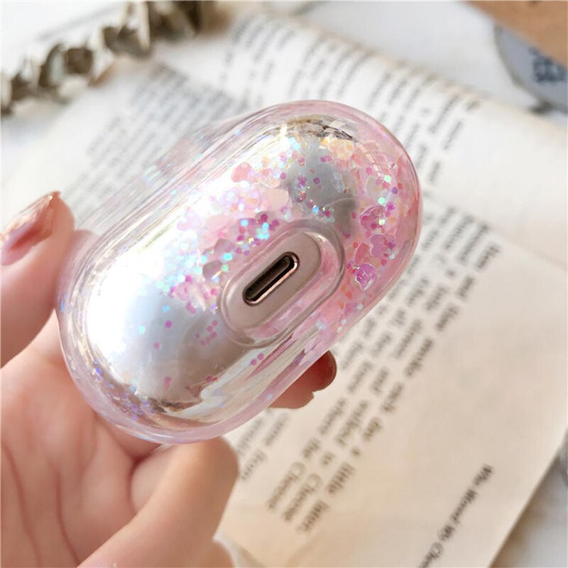 For AirPods Pro Colorful Glitter Dynamic Liquid Quicksand Crystal Clear Case for AirPods 1 2 Transparent Earphone Cover