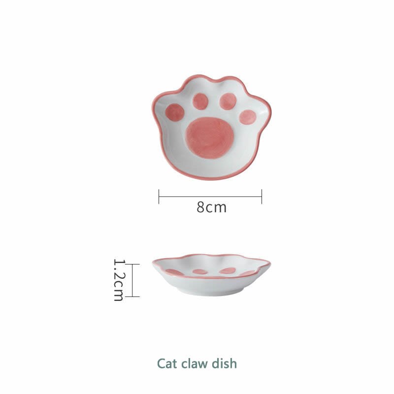 Cartoon Cat Dinner Plate Sets Hand Painted Retro Under-glazed Dessert Dishes Steak Ceramic Plates Home Decoratio KEDICAT: Cat claw dish