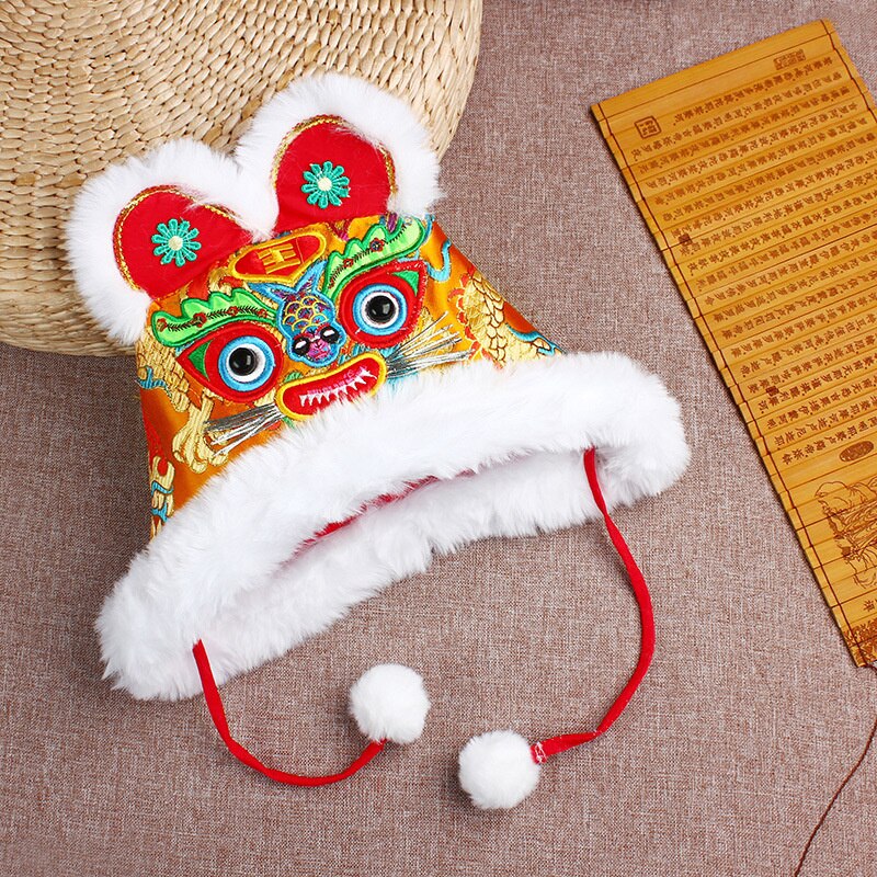 Herfst En Winter Geborduurde Tijger Hoofd Katoenen Muts Baby Semi Handleiding Kinderen Dans Fotografie