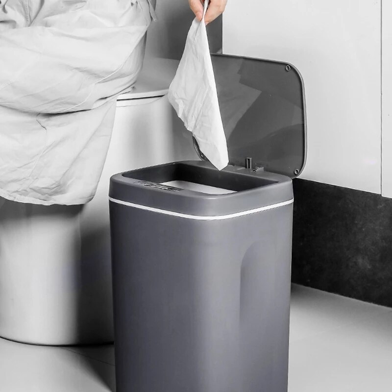 Smart Induction Trash Can Automatic Intelligent Sensor Dustbin Electric Touch Trash Bin for Kitchen Bathroom Bedroom Garbage