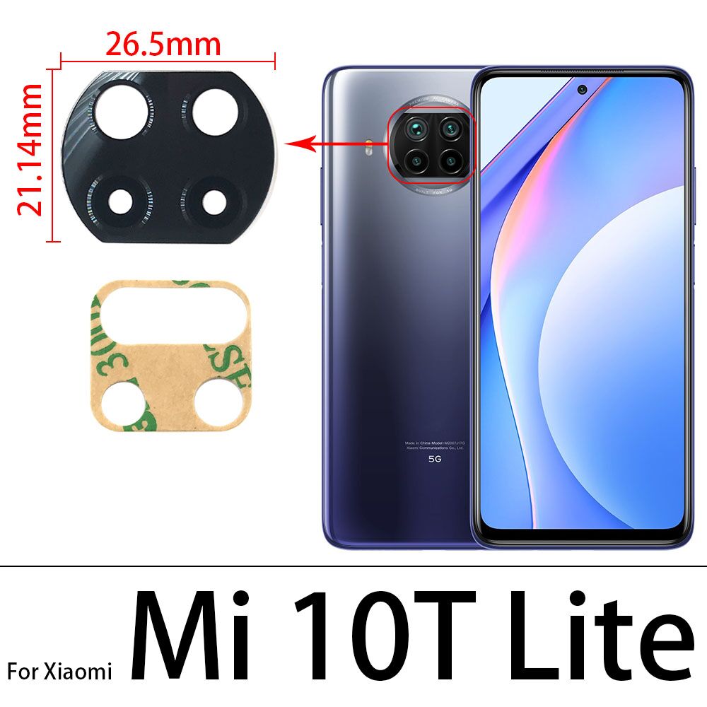 Back Camera Glass Cover Lens With Sticker For Xiaomi Mi A3 A1 A2 10T Lite Max 3 2 Mix 3 2S 2 10 Ultra Redmi Note 6 7 10 Pro 10S: Mi 10T Lite