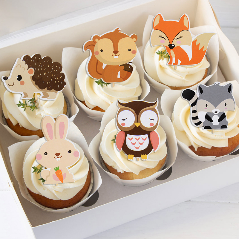 Décoration de gâteau animaux Safari, forêt renard Lion zèbre, décoration de Cupcake pour enfants, outils de décoration de gâteau pour fête de 1er anniversaire