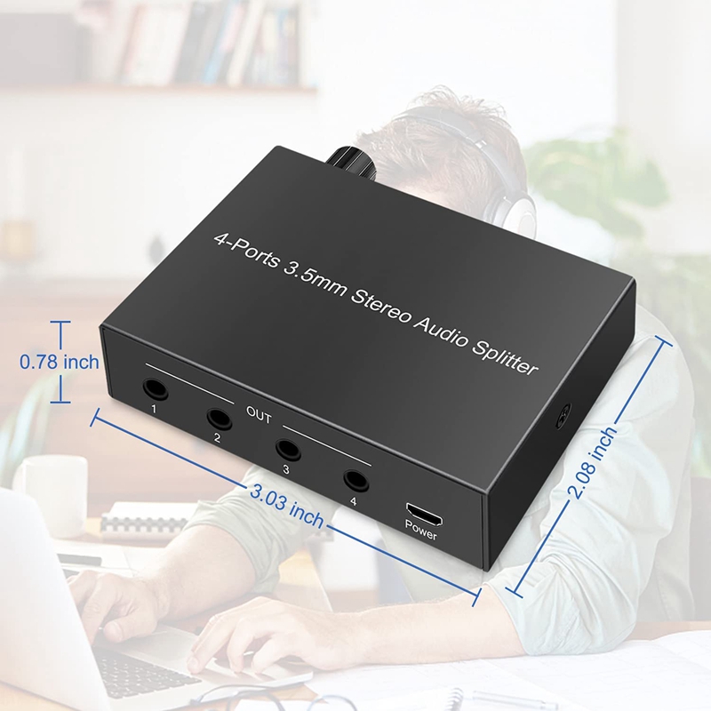 4 Ports 3.5mm Audio Splitter Multiple Audio Outputs Headphone Amplifier Stereo Audio Amplifier Earphone Splitter