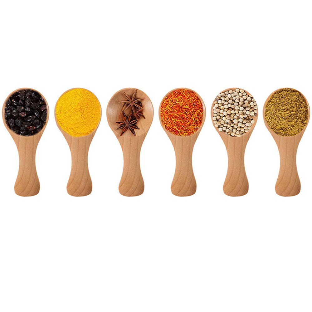 Cuchara pequeña de madera Natural para té, miel, café, condimentos, sal, azúcar, utensilios de cocina